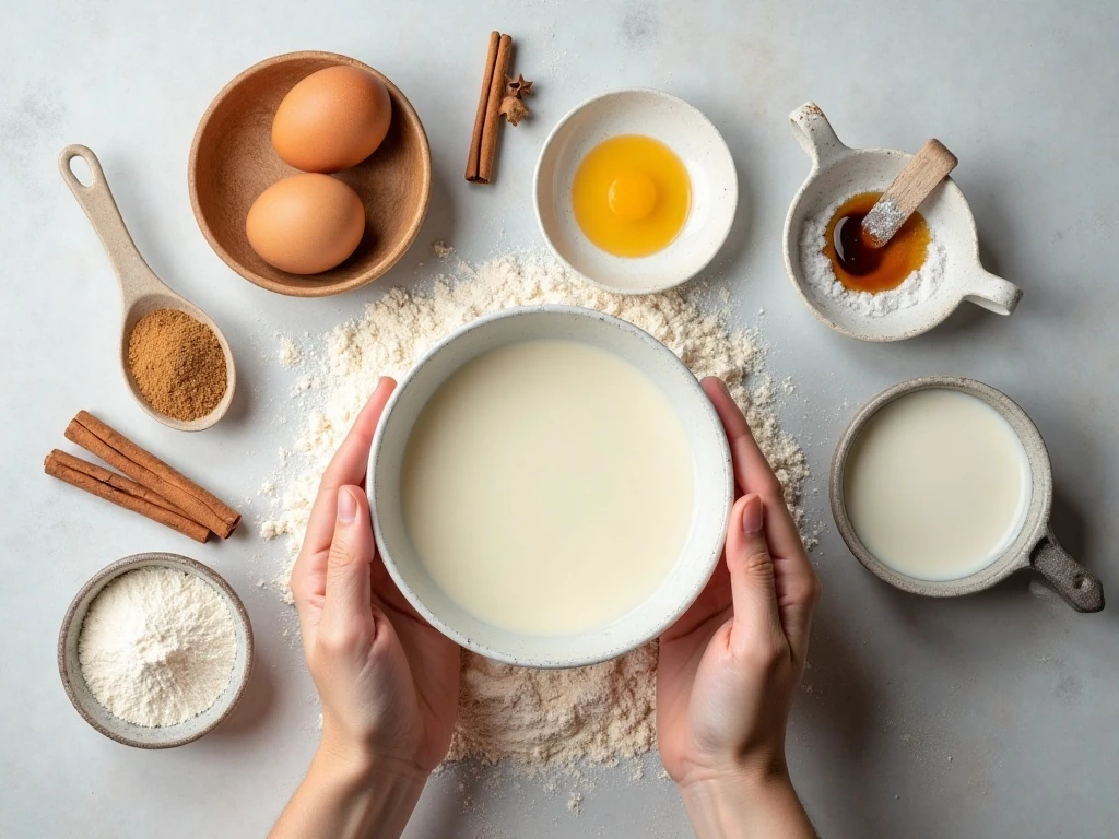 Ingredients for homemade fried cake-style donut holes