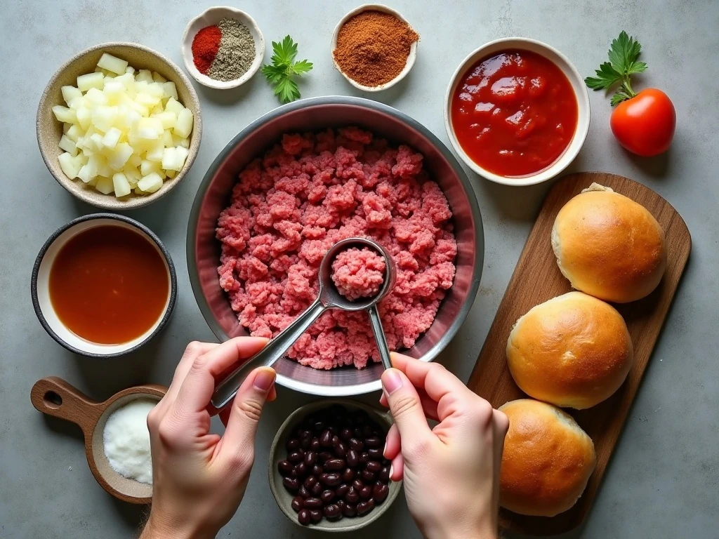 Ingredients for ground beef chili bread bowls