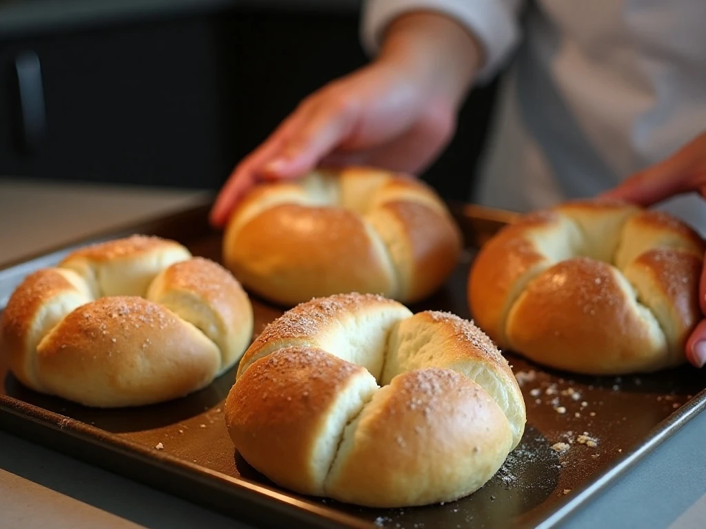 Sourdough rolls prepared as bread bowls