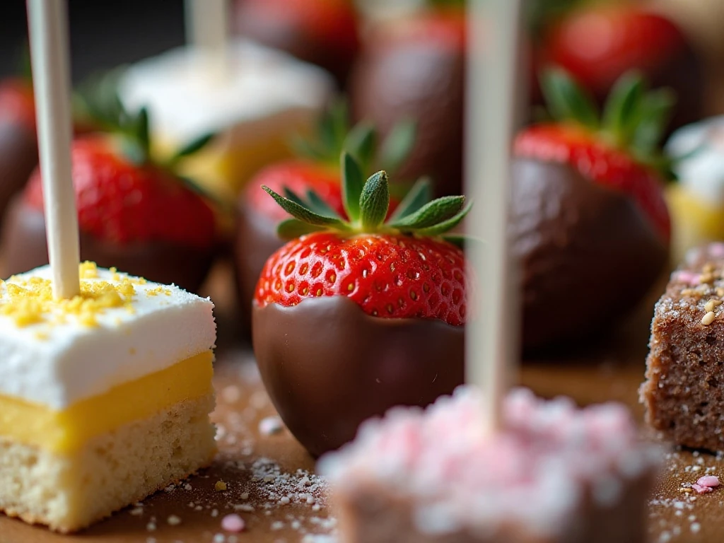 Close-up of decorated handheld dessert bites