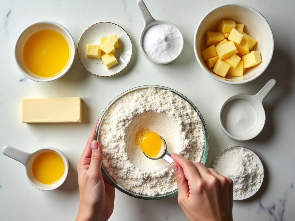 Ingredients for homemade Hawaiian rolls arranged on a kitchen counter