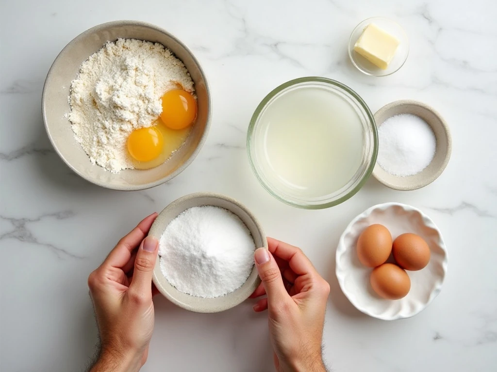 Ingredients for an easy homemade crepes recipe