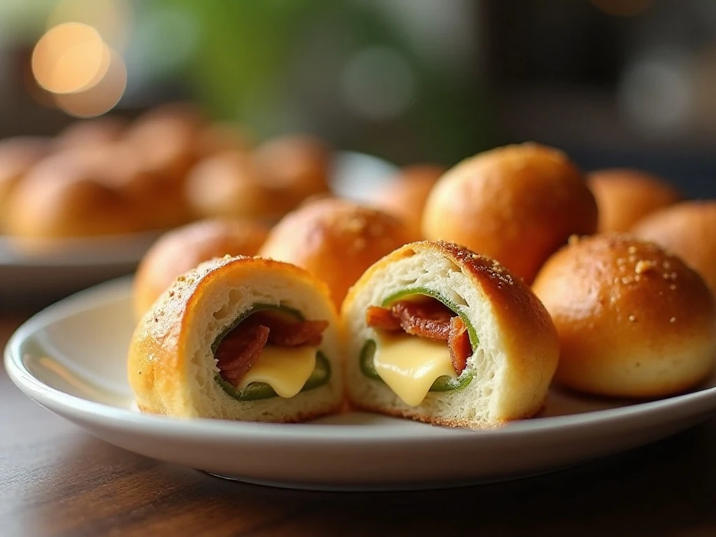 Golden jalapeno popper rolls with a creamy bacon and cheddar filling