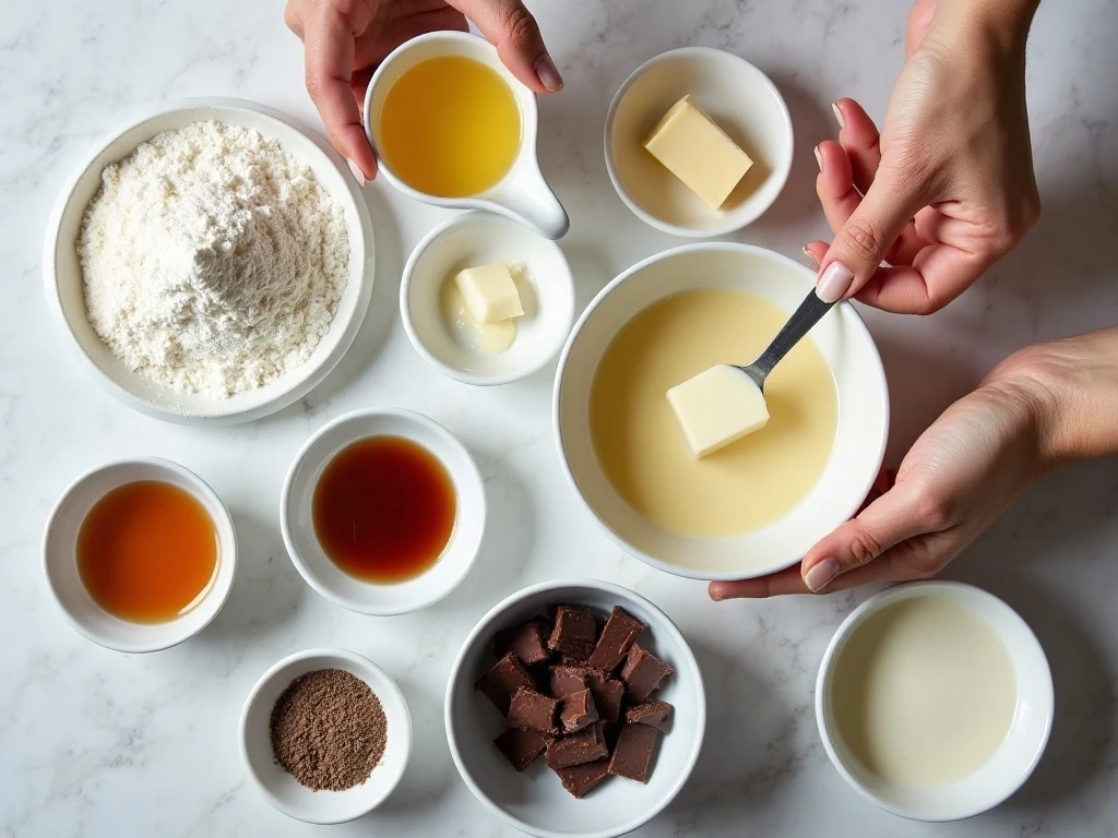 Ingredients for homemade layered Boston cream pie