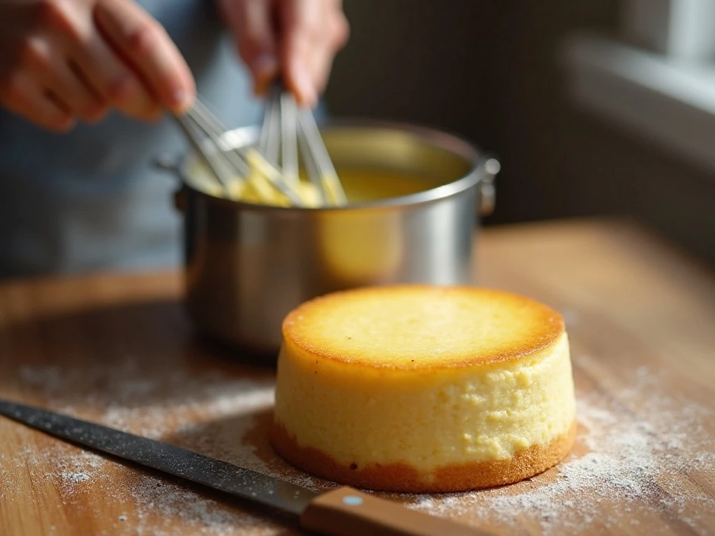 Making vanilla pastry cream for Boston cream pie