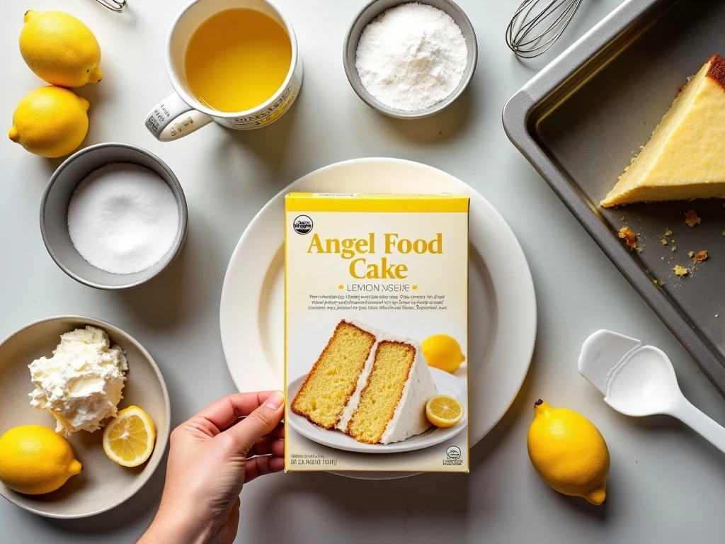 Ingredients for easy lemon angel food cake