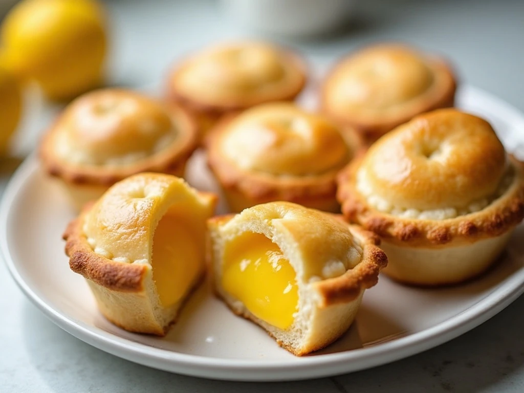 Golden lemon curd hand pies arranged on a serving platter