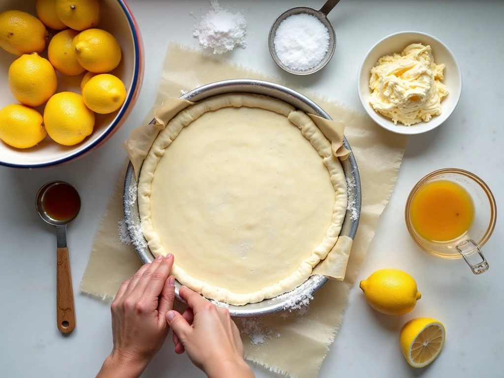 Ingredients for easy lemon Danish pastries arranged on a kitchen counter