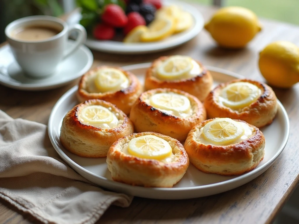 Glazed lemon Danish pastries served for a bright brunch