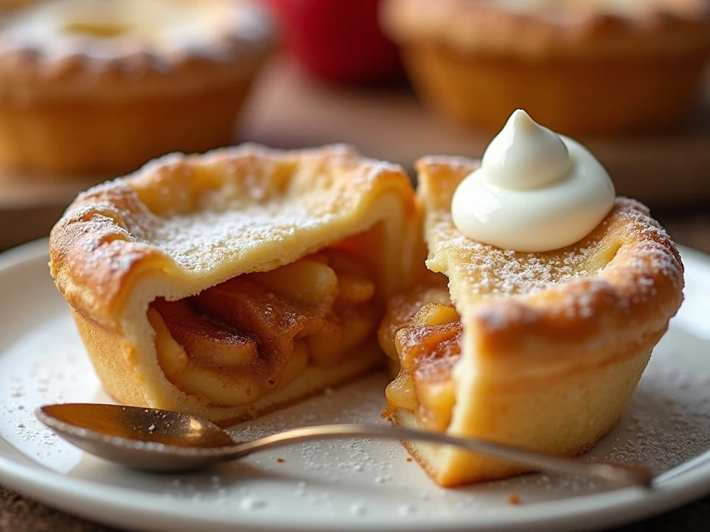 Mini apple pie served with yogurt for breakfast