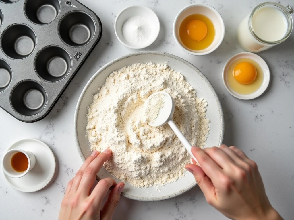 Ingredients for an easy homemade muffin recipe