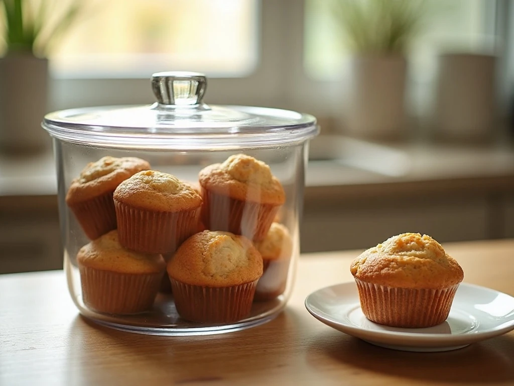 Homemade muffins stored for a quick breakfast