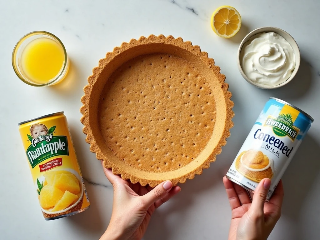 Ingredients for easy no-bake pineapple pie