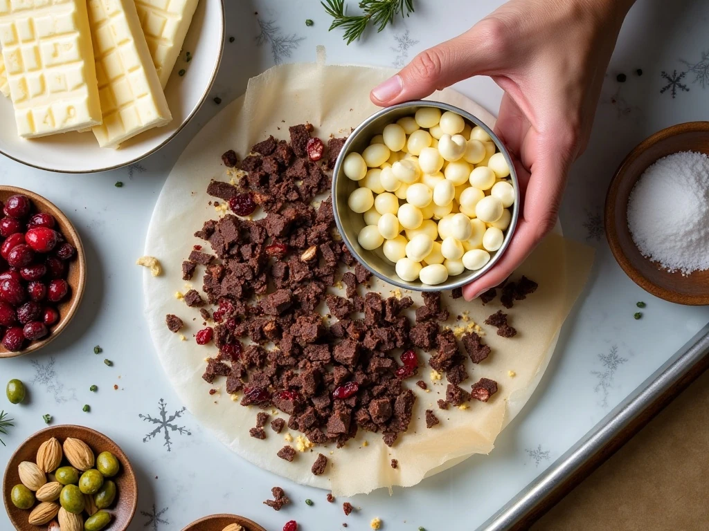 Ingredients for homemade holiday Nutcracker Bark