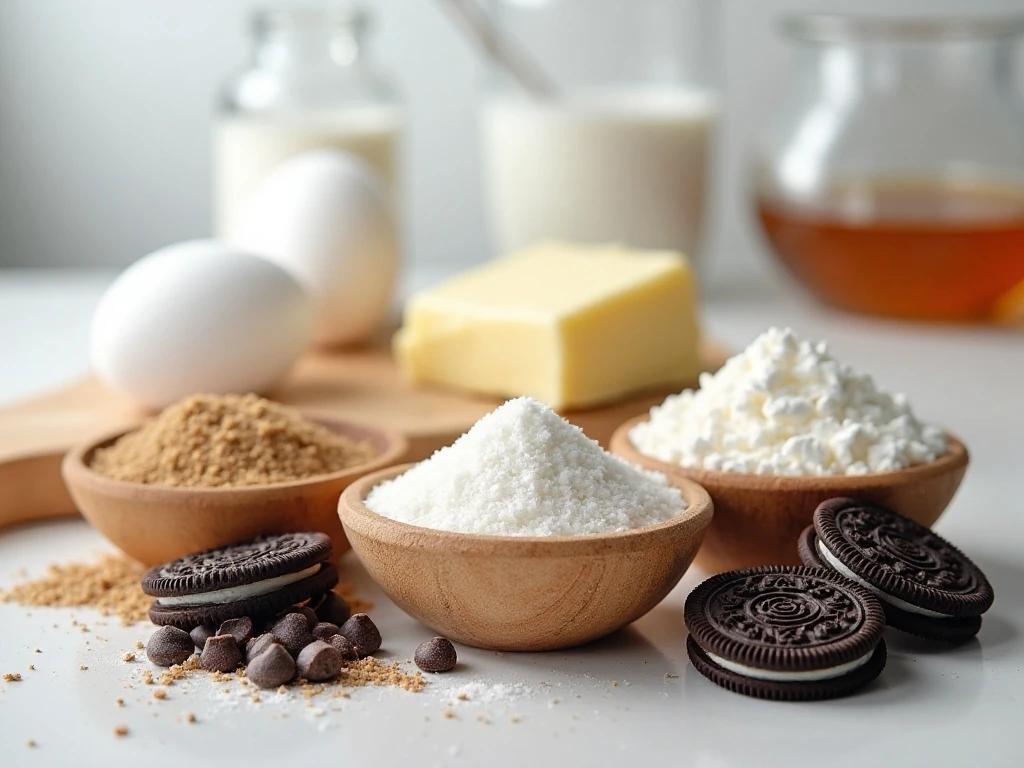 Ingredients for Oreo-stuffed chocolate chip cookies