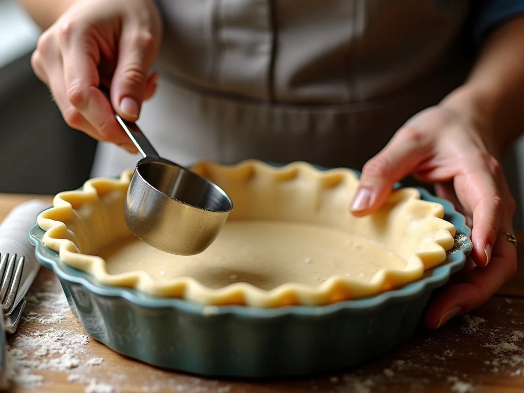 Using a measuring cup to smooth patty cake pie crust