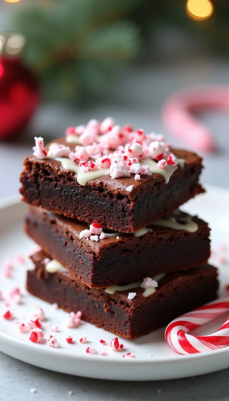 Easy Peppermint Brownies Recipe with Chocolate and Candy Cane Topping