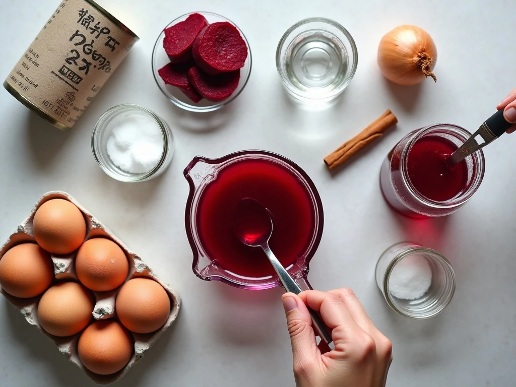 Ingredients for easy pickled red beet eggs