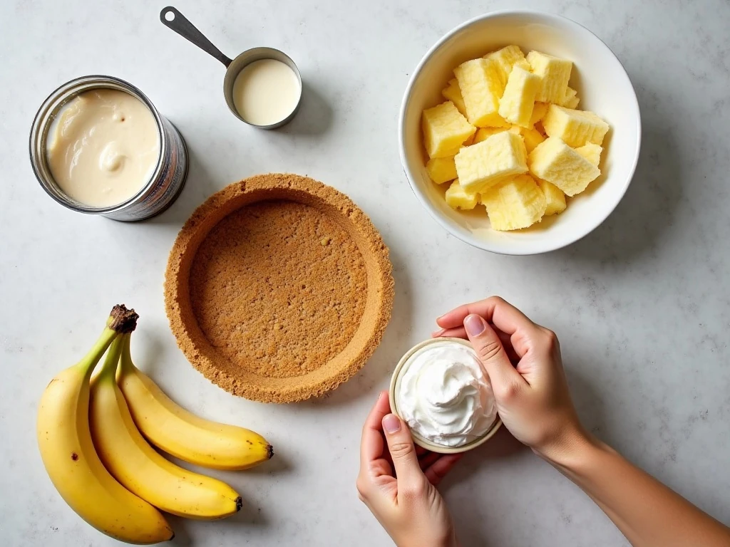 Ingredients for easy pineapple banana dessert