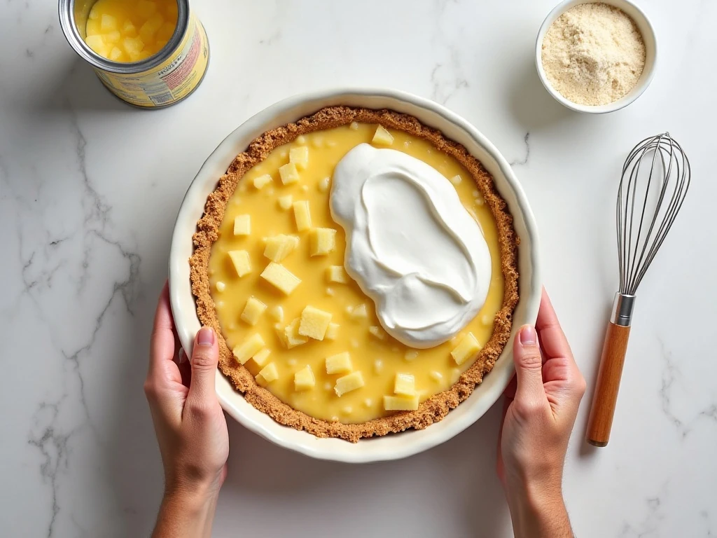 Ingredients for easy no-bake pineapple dessert