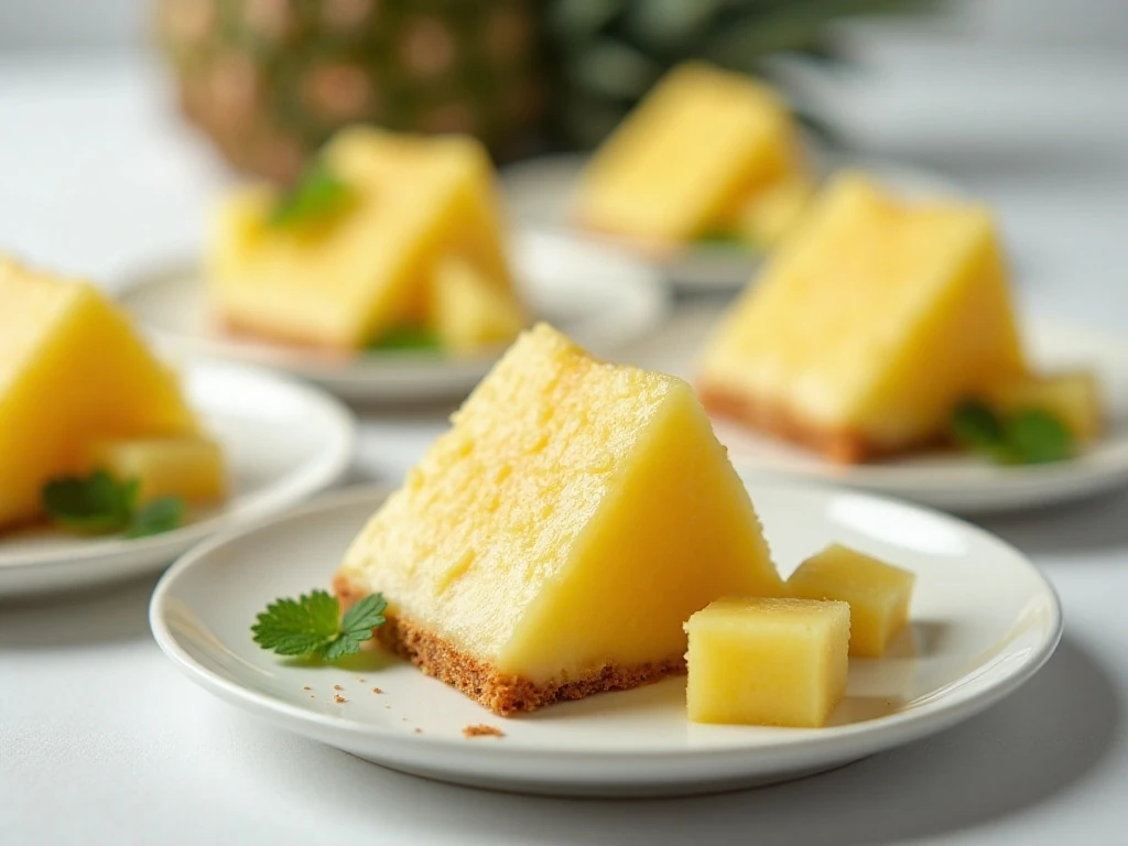 Chilled pineapple dessert slices ready to serve