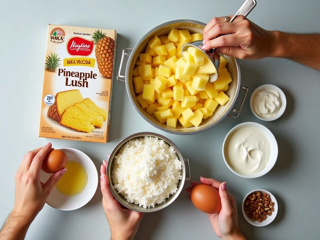 Ingredients for easy pineapple lush cake