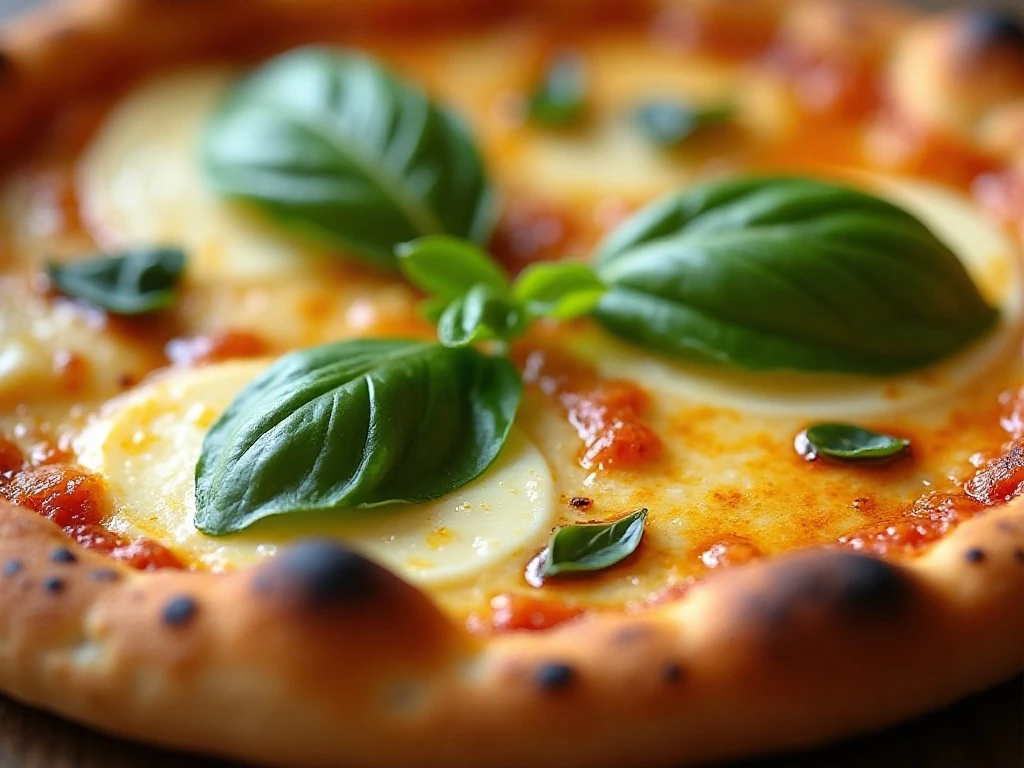 Tender pizza frittata topped with basil and melted cheese