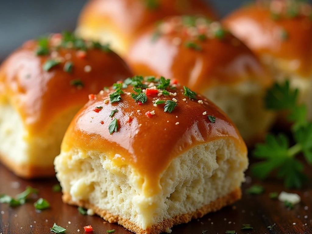 Garlic Parmesan butter topping on pizza sliders