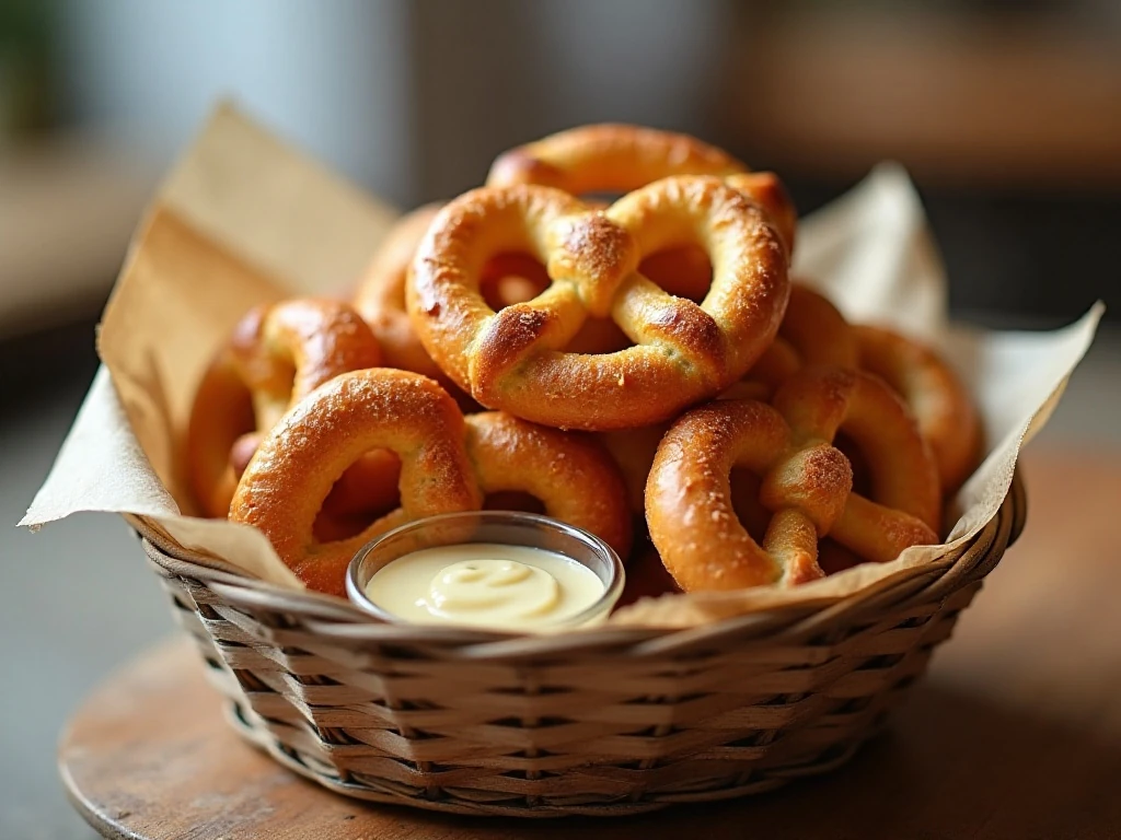 Reheated soft pretzel bites ready to serve