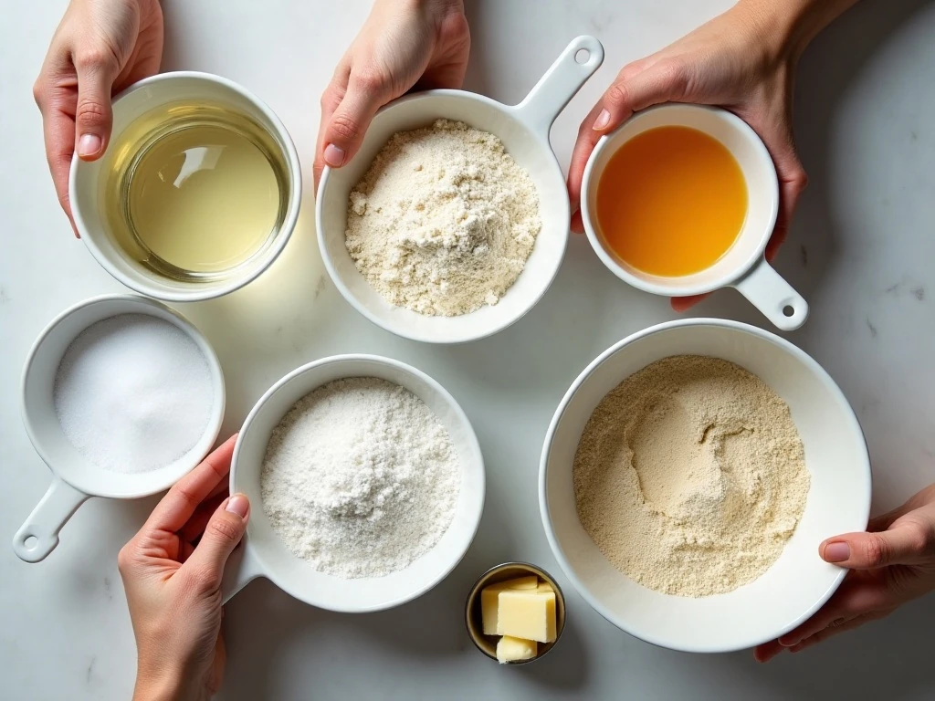 Ingredients for an easy homemade pretzels recipe