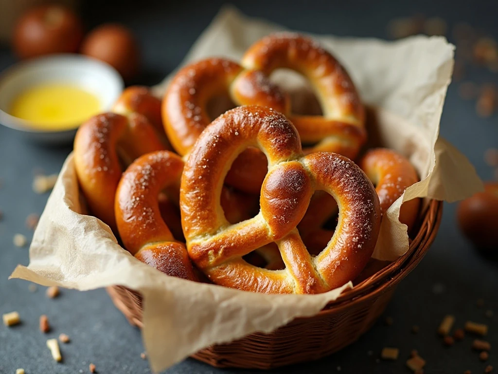 Warm homemade pretzels ready to serve