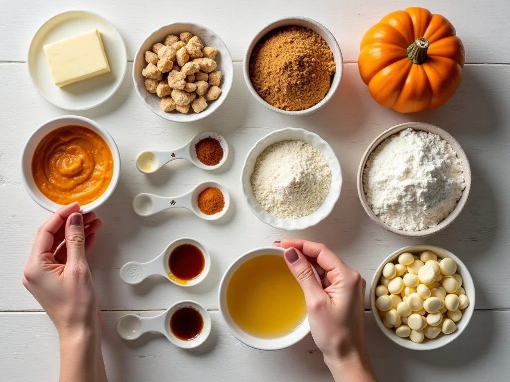 Ingredients for easy pumpkin blondies