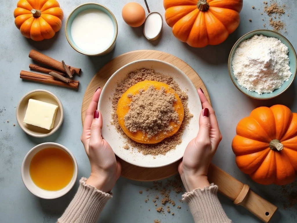 Ingredients for homemade pumpkin cinnamon rolls