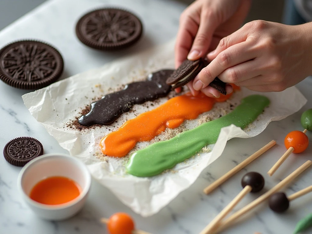 Ingredients for easy pumpkin Oreo pops