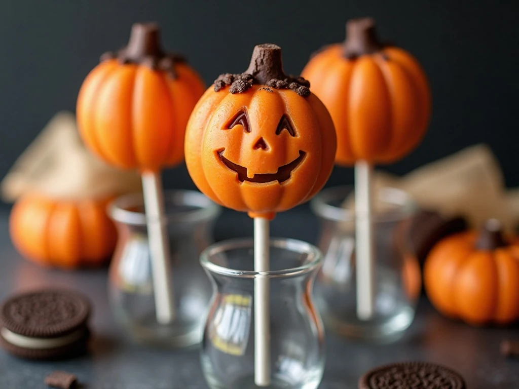 Pumpkin Oreo pops ready for serving and packaging