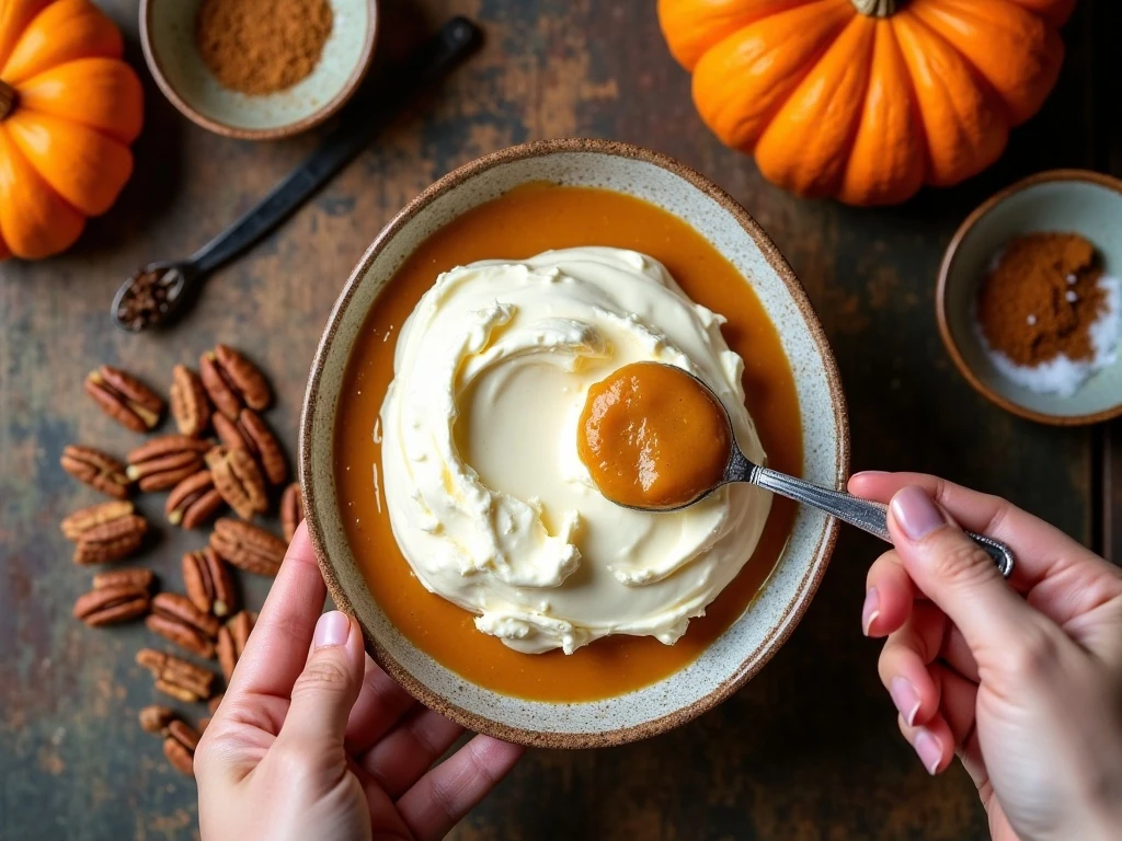 Ingredients for pumpkin pecan cream cheese dip