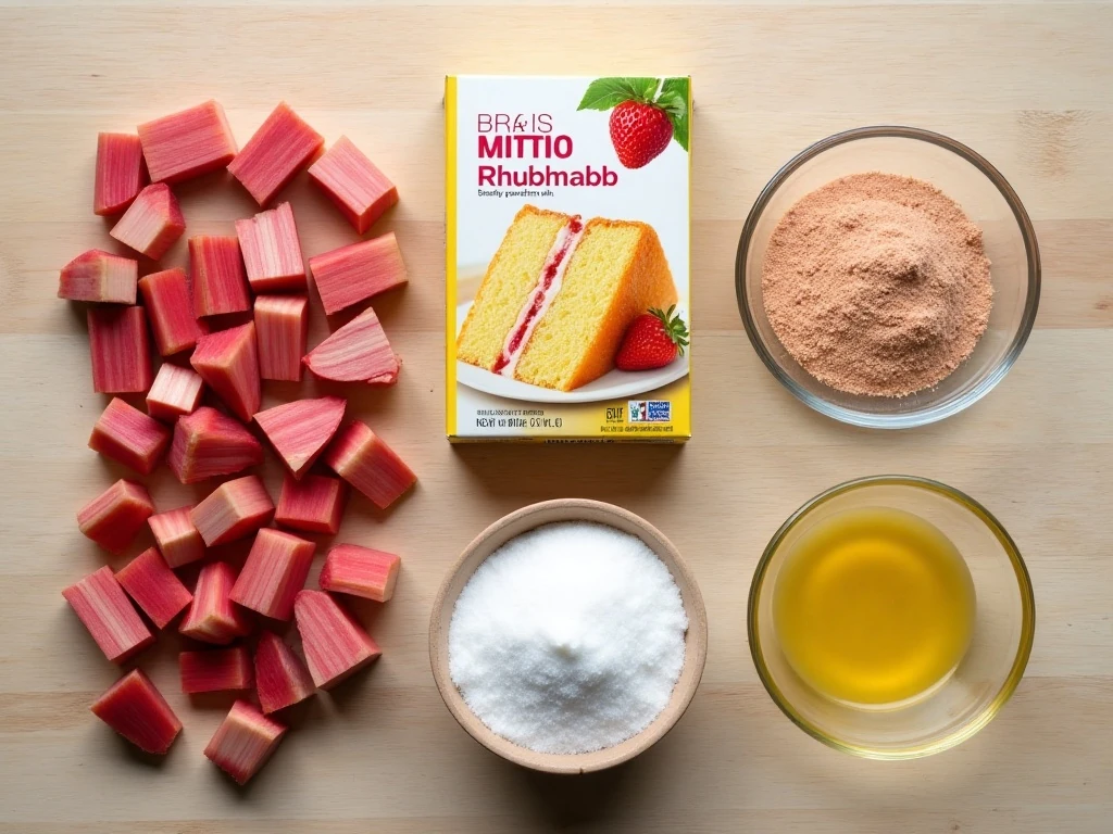 Ingredients for easy rhubarb dump cake