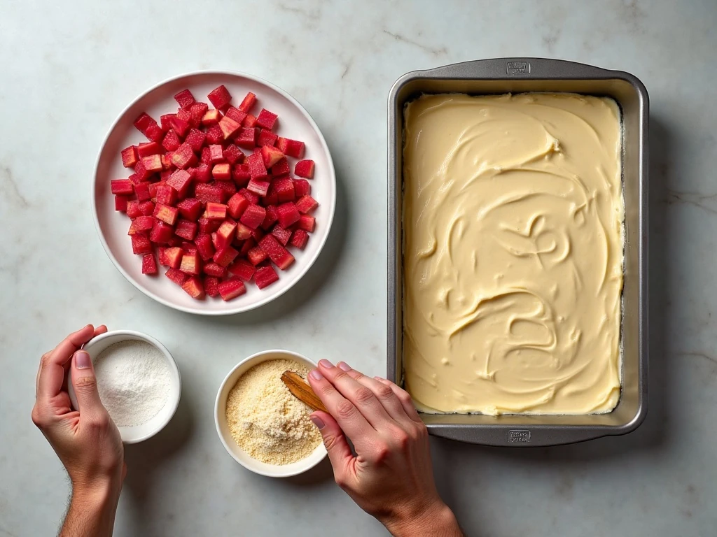 Ingredients for easy rhubarb dump cake