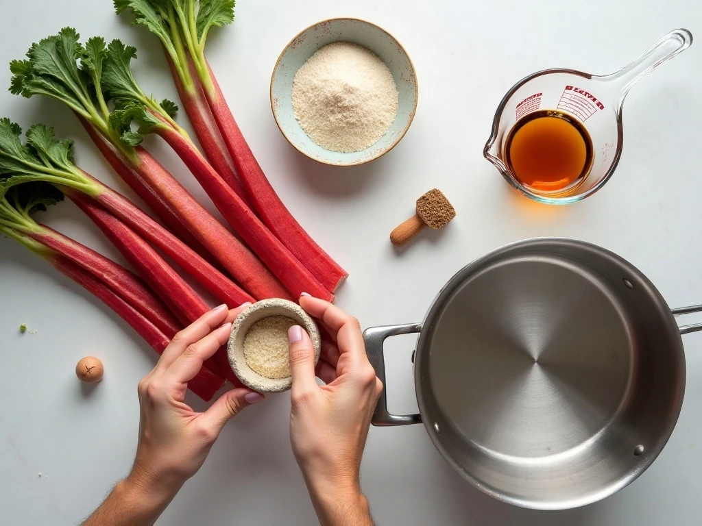 Ingredients for easy rhubarb sauce