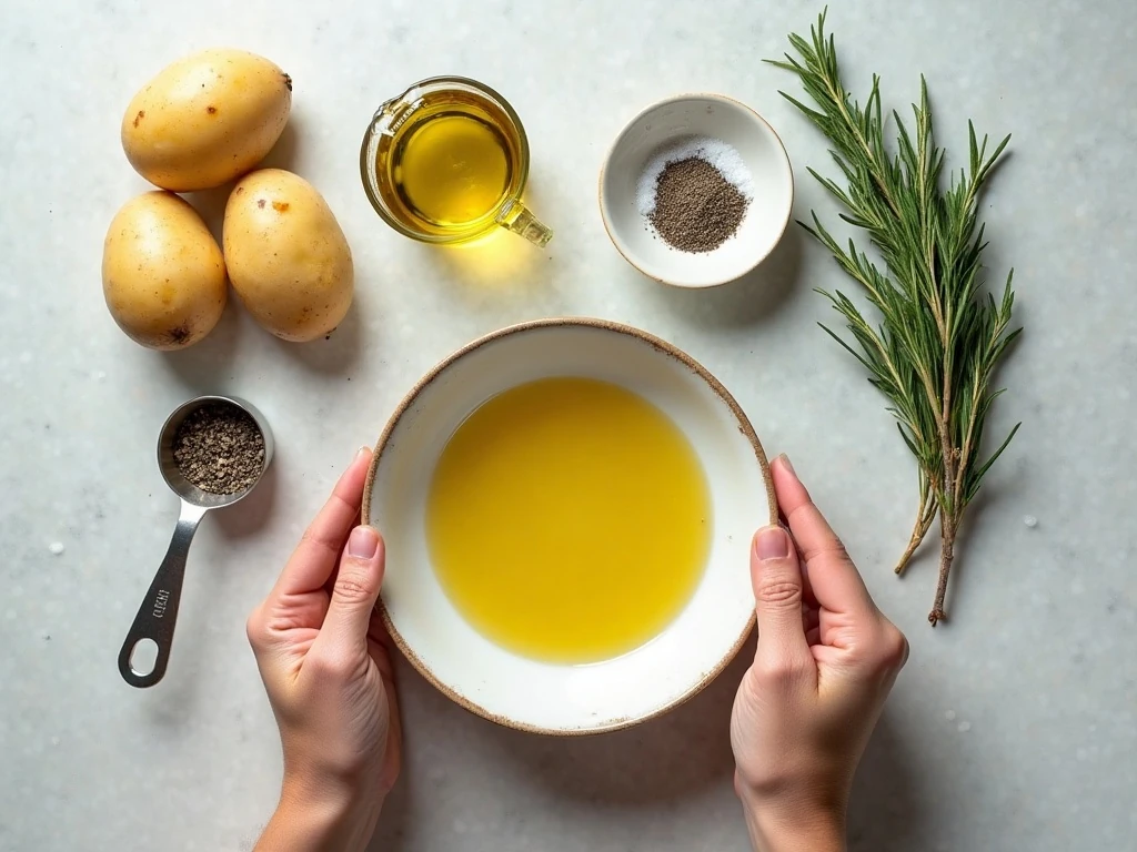 Ingredients for easy crispy roasted potatoes