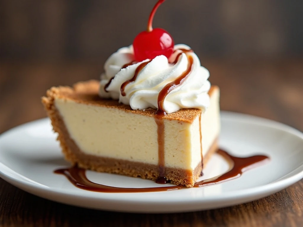 A clean slice of frozen root beer float pie ready to serve