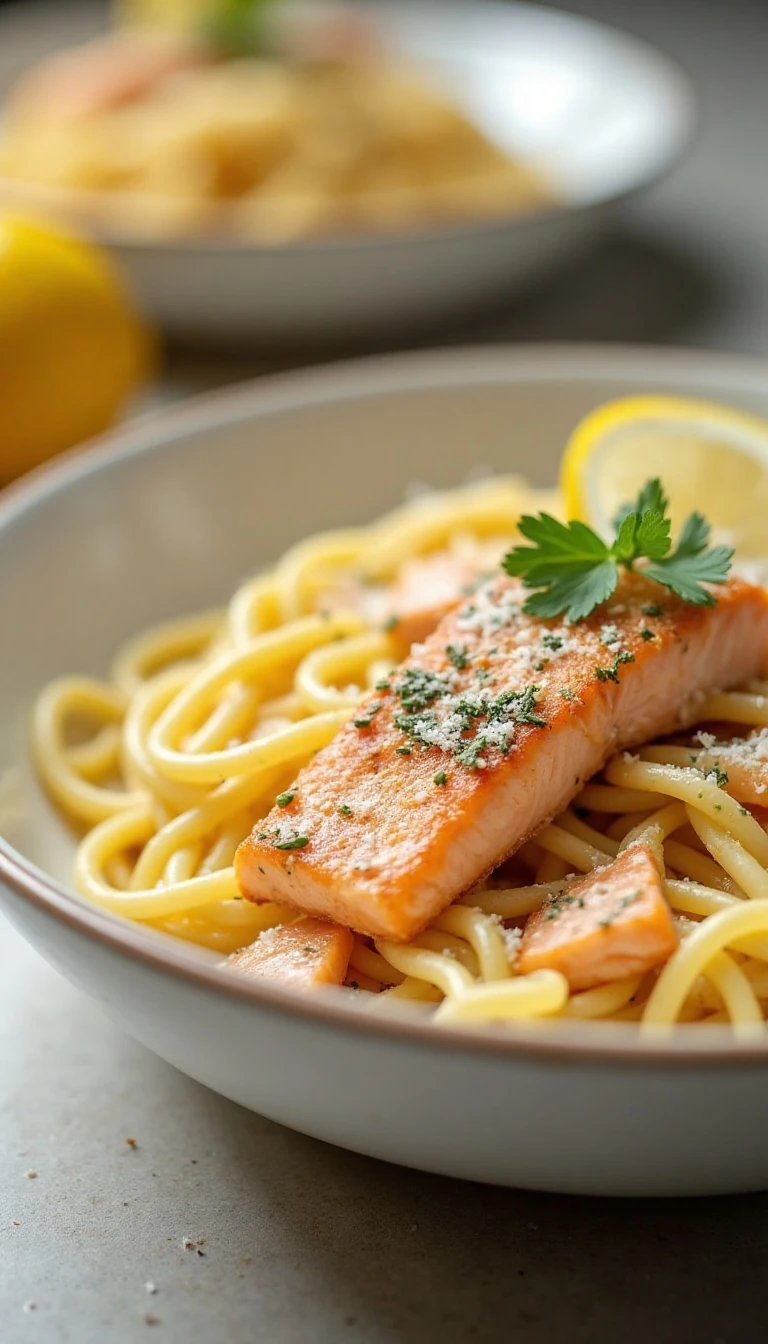 Easy Salmon Pasta Recipe with Creamy Lemon Parmesan Sauce