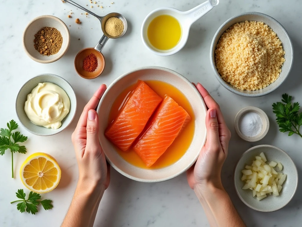 Ingredients for easy canned salmon patties
