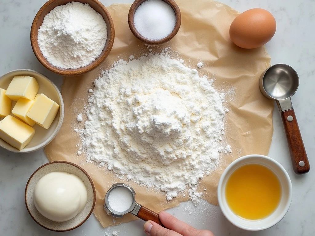 Ingredients for an easy homemade scones recipe