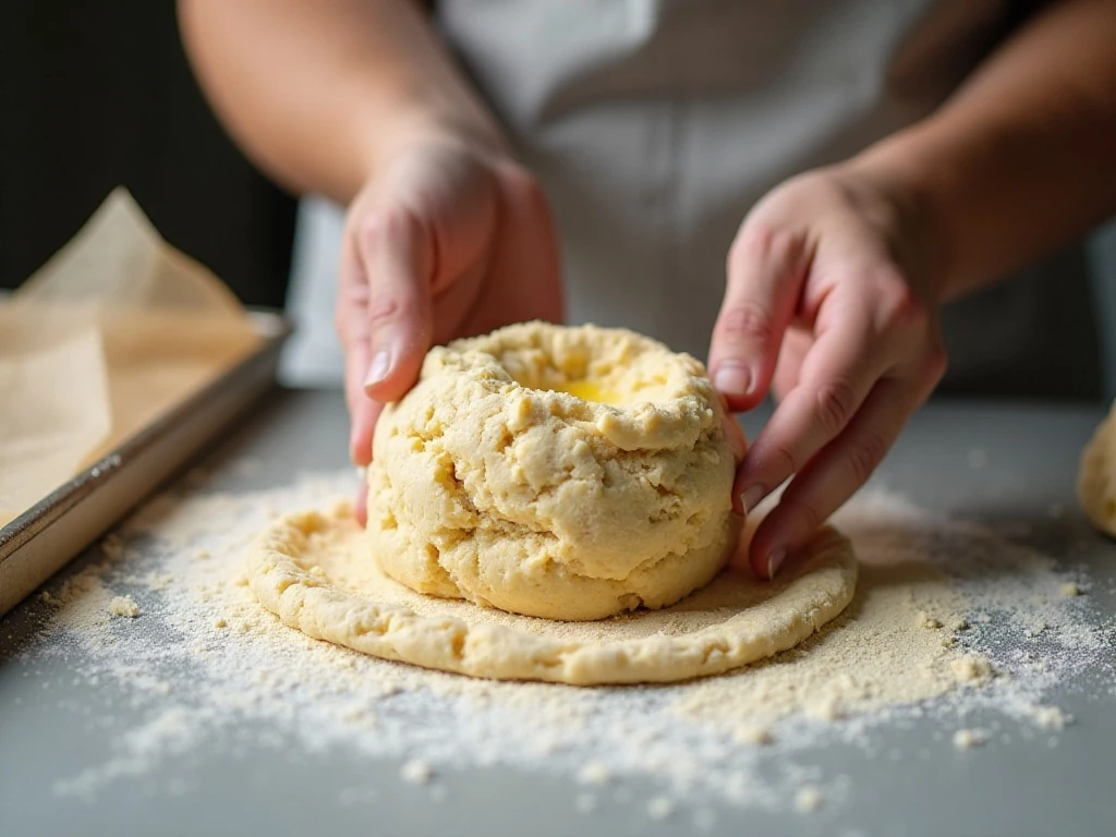 Shaping cold scone dough before cutting it into wedges