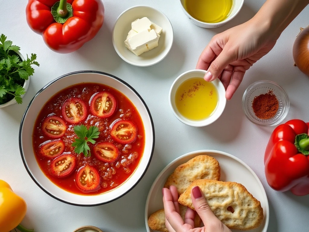 Ingredients for a quick tomato and egg shakshuka recipe