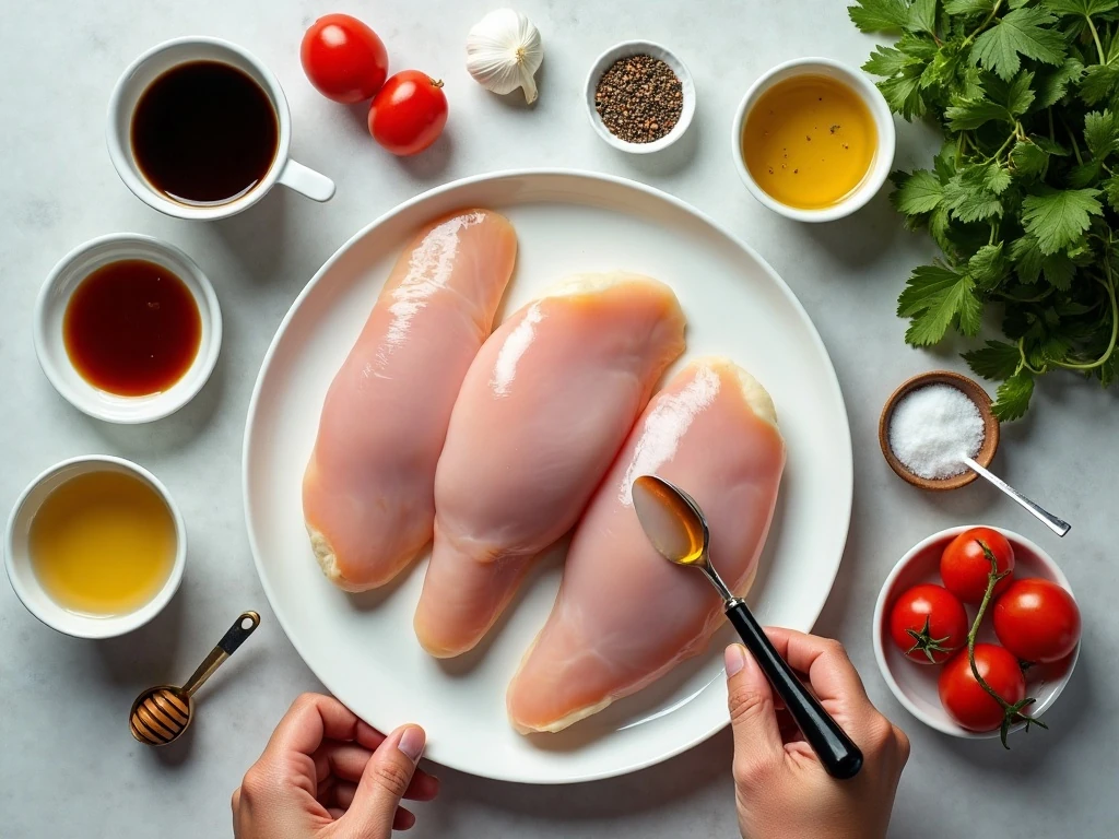 Ingredients for easy skillet balsamic chicken