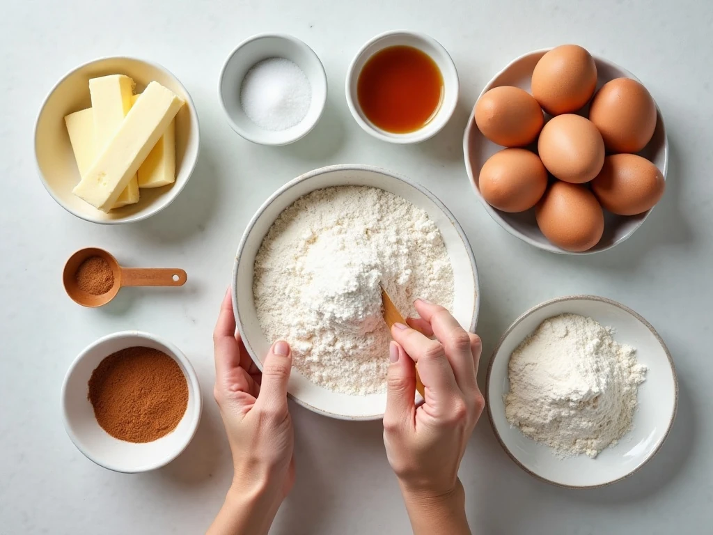 Ingredients arranged for an easy snickerdoodles recipe