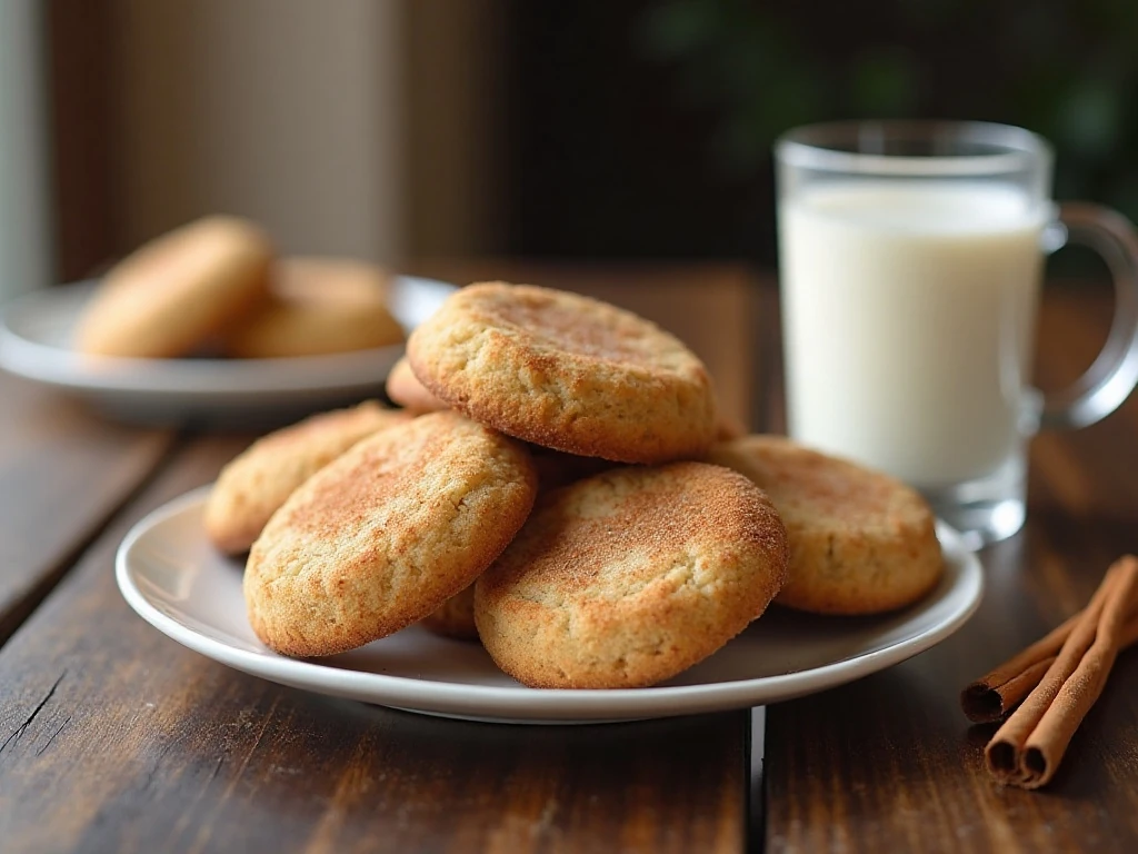 Snickerdoodle cookies served with coffee and milk