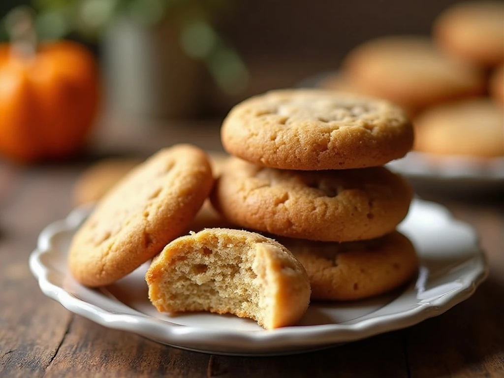 Soft homemade spice cake mix cookies stacked on a plate
